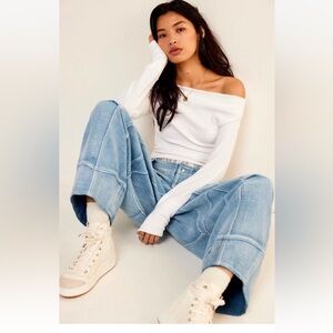 Free People We The Free Saturday Sneakers High Top Nubuck Leather  Off White